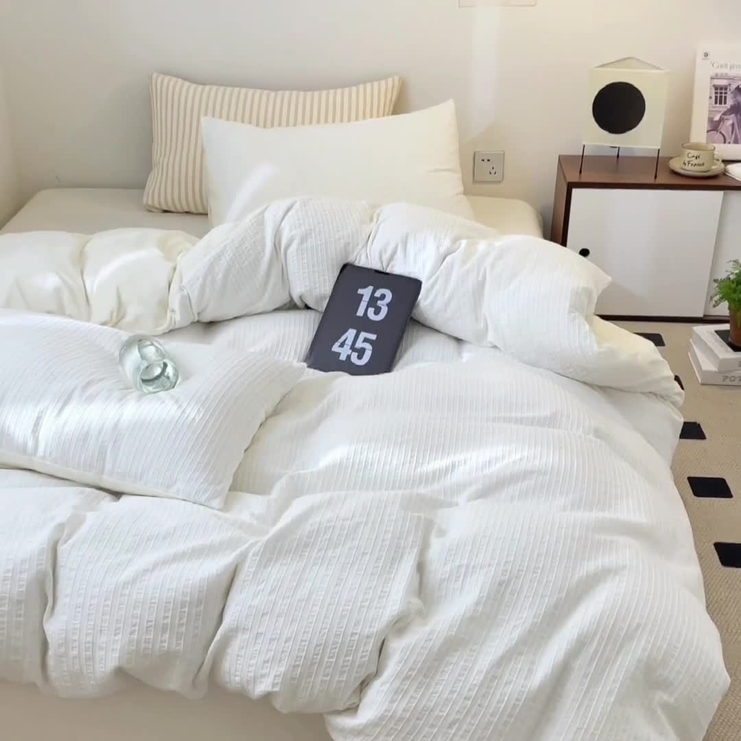 91家纺网 家纺一手货源 找家纺 怡家居 2023新款色织棉麻提花加绒四件套 锦瑟-杏黄