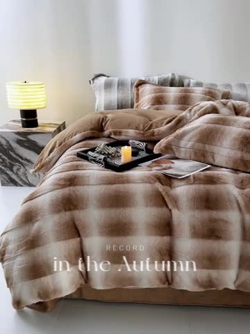 91家纺网 家纺一手货源 找家纺 安莱生活 2023年新品皮草绒高端四件套 皮草绒-巴斯