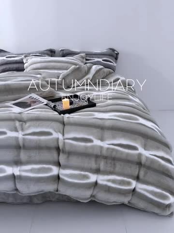 91家纺网 家纺一手货源 找家纺 安莱生活 2023年新品皮草绒高端四件套 皮草绒-莫奈