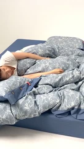 91家纺网 家纺一手货源 找家纺 安莱 双层纱大提花高奢工艺款疯狂生长系列四件套 春意生长--牛仔蓝