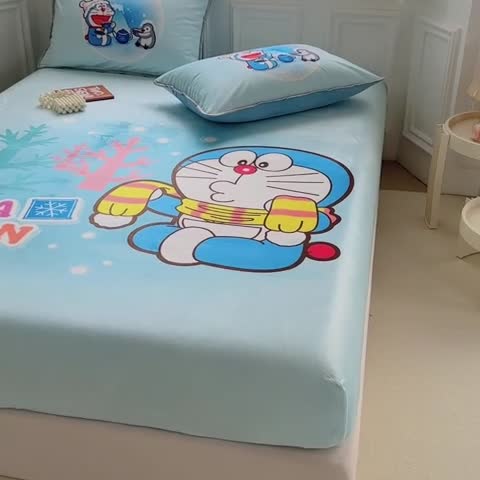 91家纺网 家纺一手货源 找家纺 蘭菲家纺 2023新款宝宝绒卡通印花床笠 愉爱