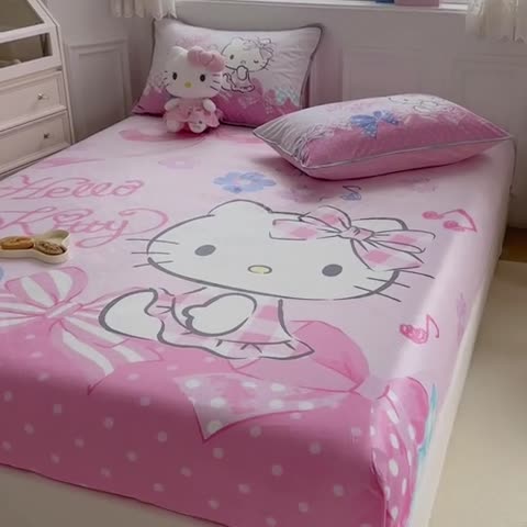 91家纺网 家纺一手货源 找家纺 蘭菲家纺 2023新款宝宝绒卡通印花床笠 炫彩KT