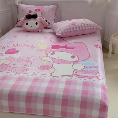 91家纺网 家纺一手货源 找家纺 蘭菲家纺 2023新款宝宝绒卡通印花床笠 节日快乐