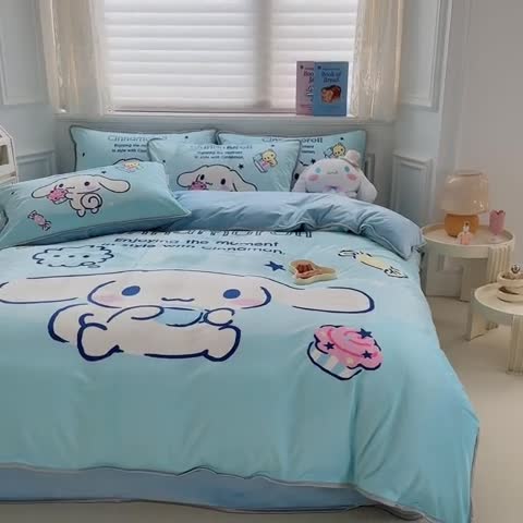 91家纺网 家纺一手货源 找家纺 蘭菲家纺 2023新款宝宝绒卡通印花四件套及单品 小确辛