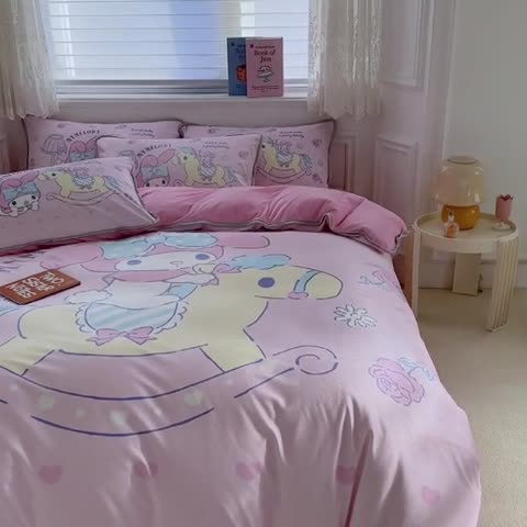 91家纺网 家纺一手货源 找家纺 蘭菲家纺 2023新款宝宝绒卡通印花四件套及单品 小乐乐·