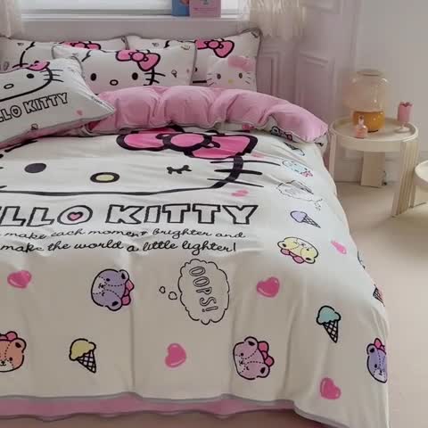 91家纺网 家纺一手货源 找家纺 蘭菲家纺 2023新款宝宝绒卡通印花四件套及单品 甜品站