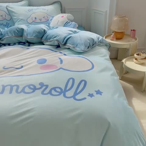 91家纺网 家纺一手货源 找家纺 蘭菲家纺 2023新款宝宝绒卡通印花四件套及单品 肉包