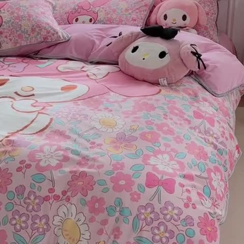 91家纺网 家纺一手货源 找家纺 蘭菲家纺 2023新款宝宝绒卡通印花四件套及单品 闺蜜