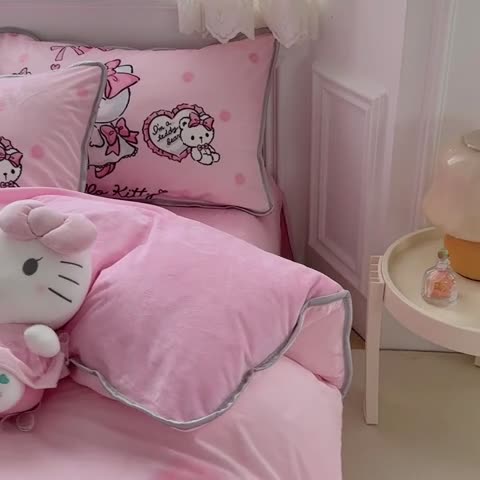 91家纺网 家纺一手货源 找家纺 蘭菲家纺 2023新款宝宝绒卡通印花四件套及单品 公主