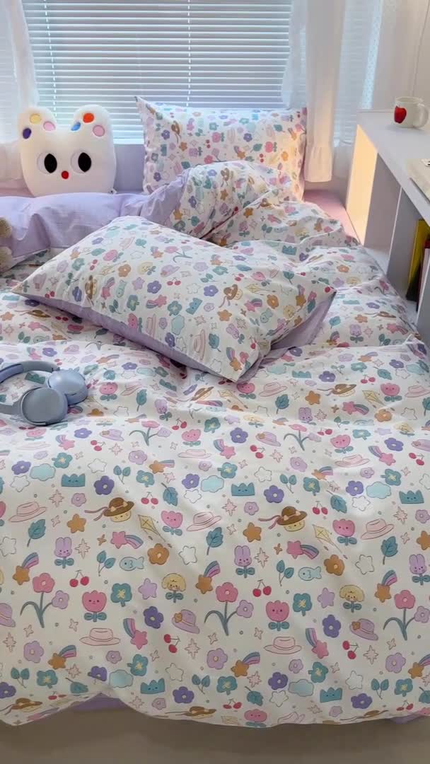 91家纺网 家纺一手货源 找家纺 昔可 2023新款全棉萌趣卡通四件套 白日梦境