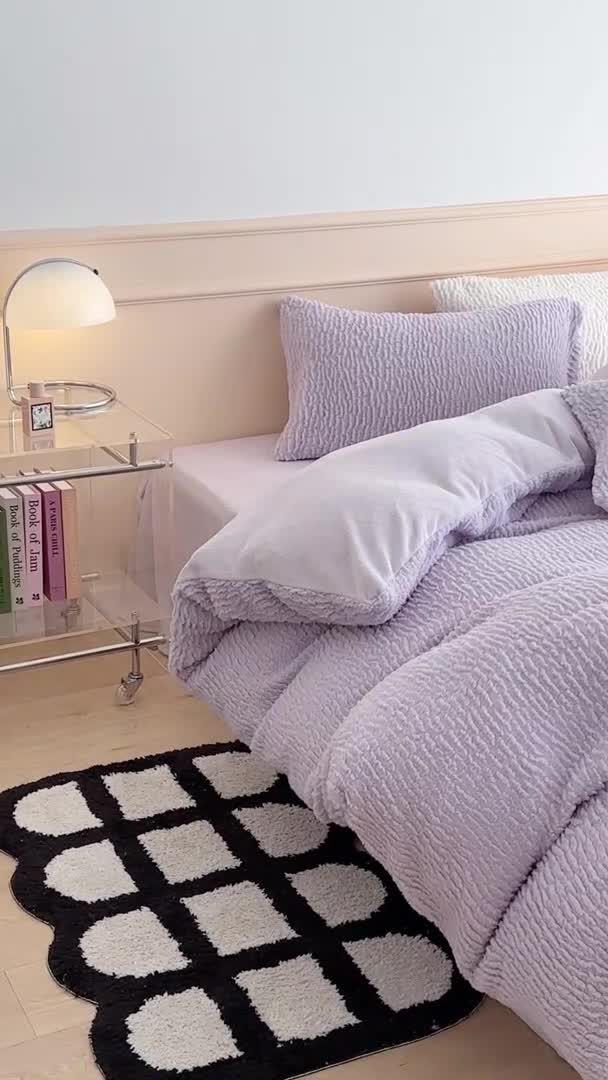 91家纺网 家纺一手货源 找家纺 （总）昔可 2023新款纯色泡芙云朵绒四件套