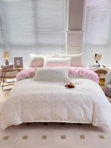 91家纺网 家纺一手货源 找家纺 楠沐 2026年新款亲肤水洗棉磨毛单被套 水墨花