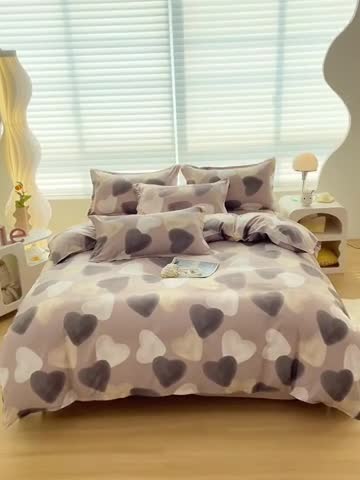 91家纺网 家纺一手货源 找家纺 楠沐 2025新款亲肤水洗棉磨毛四件套 朱古力