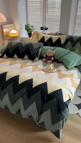 91家纺网 家纺一手货源 找家纺 维娜斯 2023新款亲肤棉水洗棉印花单被套 小波浪