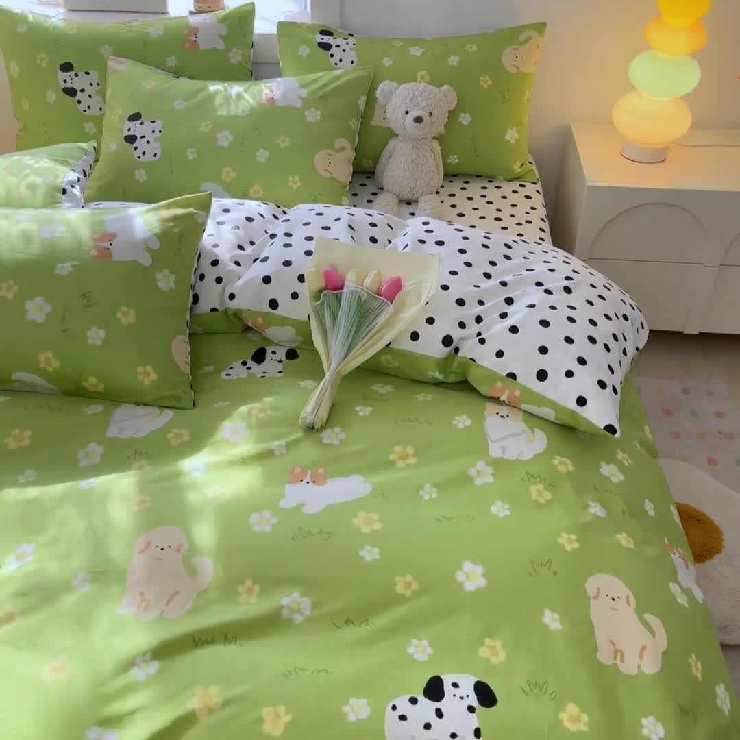 91家纺网 家纺一手货源 找家纺 曼之夏 2023新款全棉可爱卡通印花四件套 淘淘