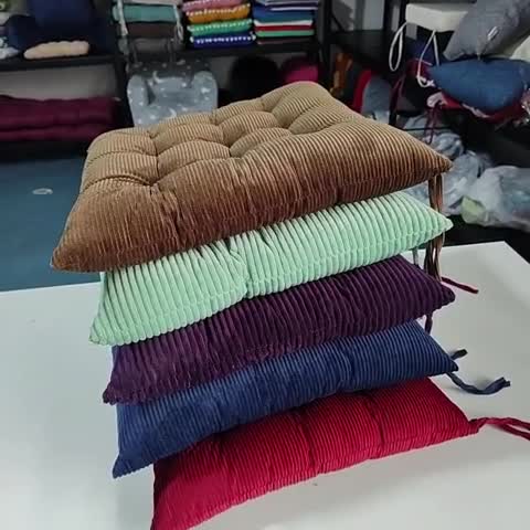 91家纺网 家纺一手货源 找家纺 方款条绒绑带坐垫灯芯绒椅子垫沙发垫定制屁垫