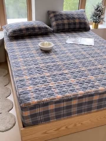 91家纺网 家纺一手货源 找家纺 尊康家纺（原磊科） 2024新款全棉色织无印风大豆床笠 柏恩-黄