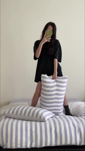 91家纺网 家纺一手货源 找家纺 玛奇朵 2023新款色织双层皱纱-韩系条纹四件套 韩系条纹-莫奈紫