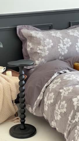 91家纺网 家纺一手货源 找家纺 梦享生活家居 2024新款色织全棉提花亲肤舒适四件套 花开声音-灰