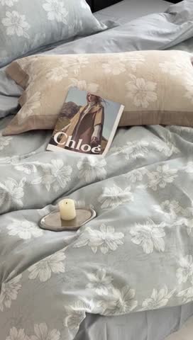 91家纺网 家纺一手货源 找家纺 梦享生活家居 2024新款色织全棉提花亲肤舒适四件套 花开声音-兰