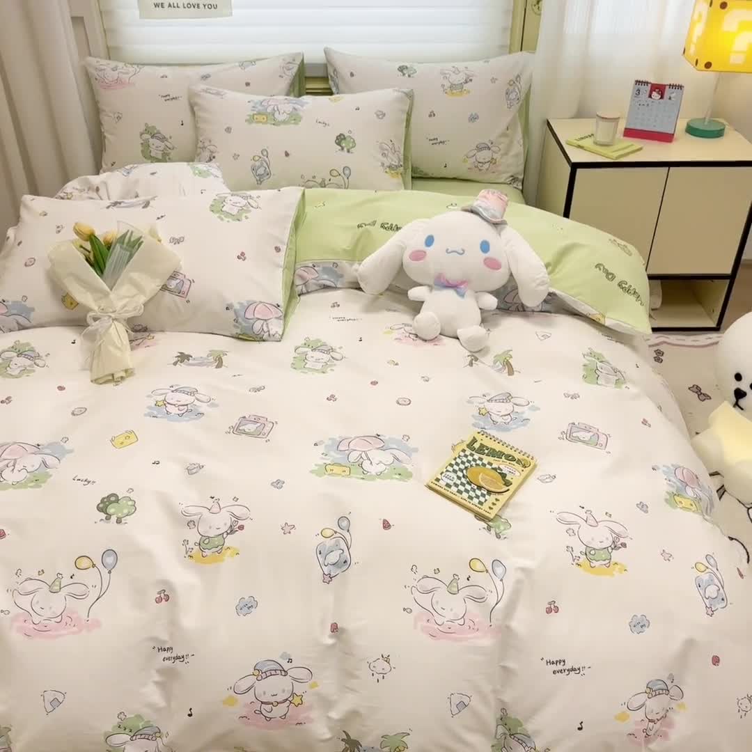 91家纺网 家纺一手货源 找家纺 晨希 2024春夏新款全棉13372印花四件套—卡通系列 调皮狗