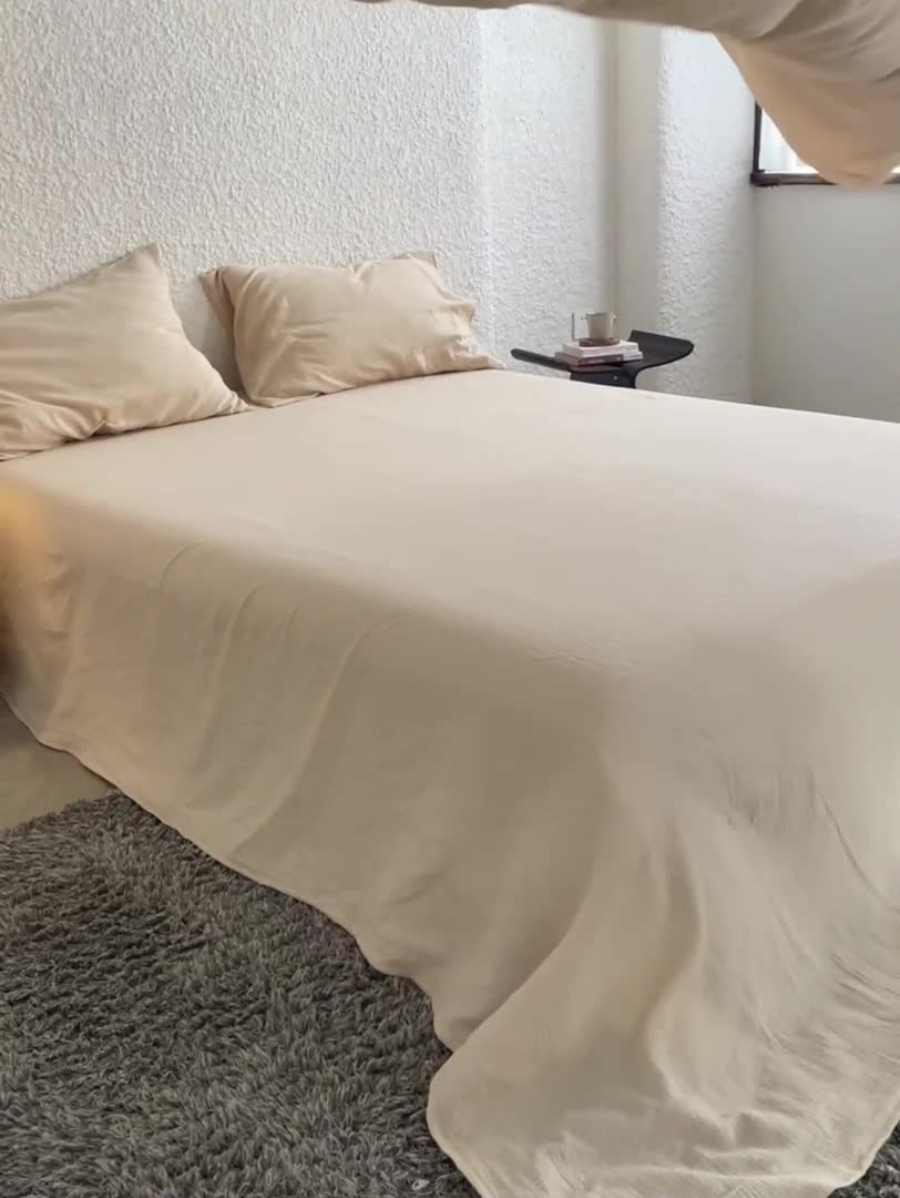 91家纺网 家纺一手货源 找家纺 安莱生活2024款绉纱美拉德色纯色四件套单品系列 曲奇