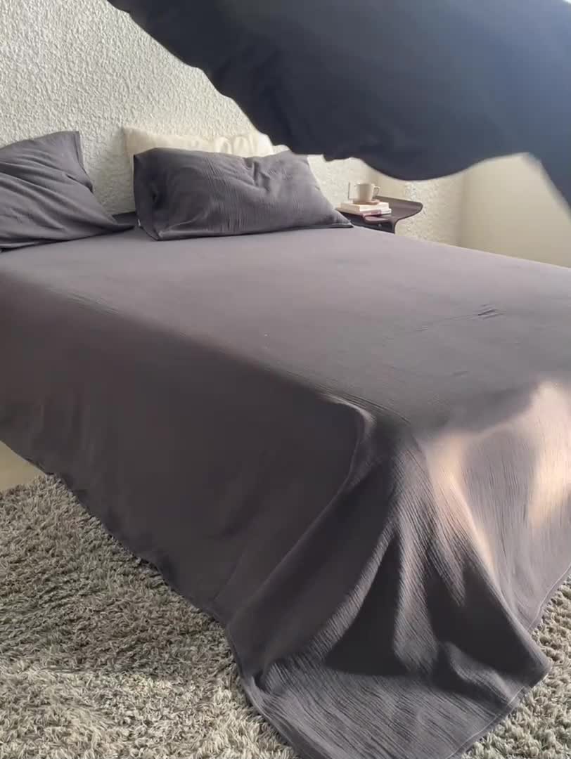 91家纺网 家纺一手货源 找家纺 安莱生活2024款绉纱美拉德色纯色四件套单品系列 黑巧