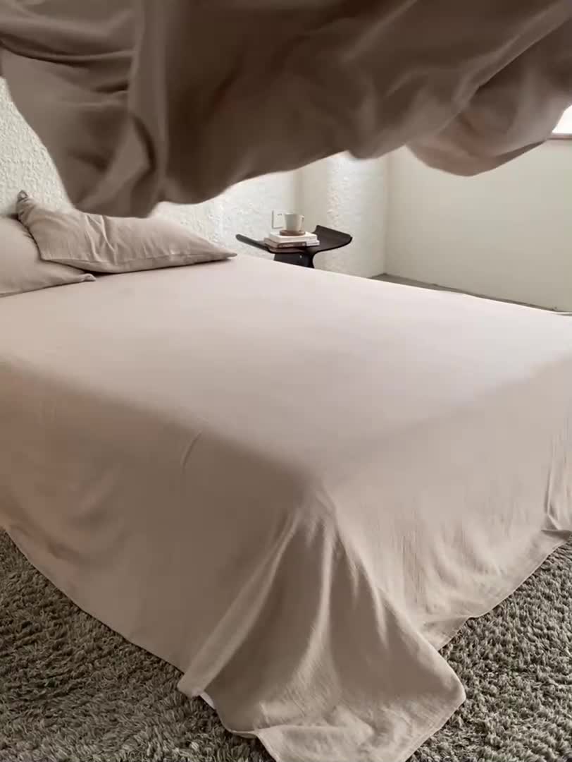 91家纺网 家纺一手货源 找家纺 安莱生活2024款绉纱美拉德色纯色四件套单品系列 伯爵