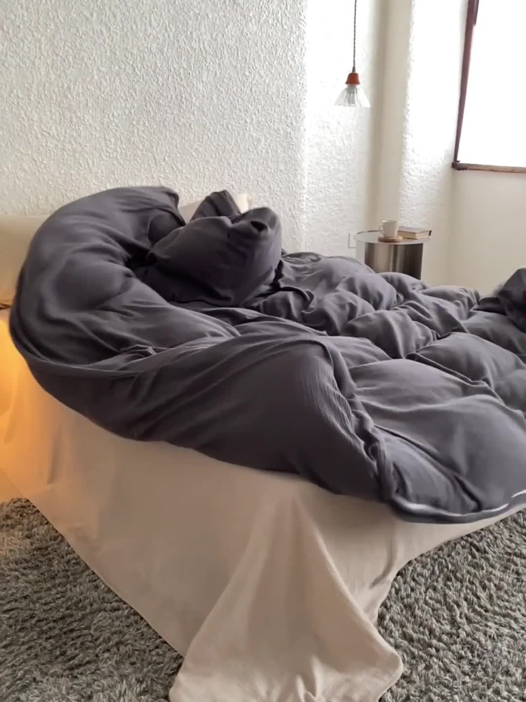 91家纺网 家纺一手货源 找家纺 安莱生活2024款绉纱美拉德色混搭四件套单品系列 黑巧+伯爵+曲奇伯爵