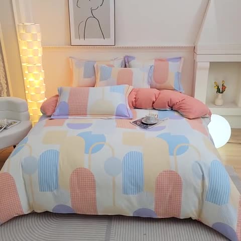 91家纺网 家纺一手货源 找家纺 雲归梦 2023新款全棉AB版加厚四件套风吹麦浪