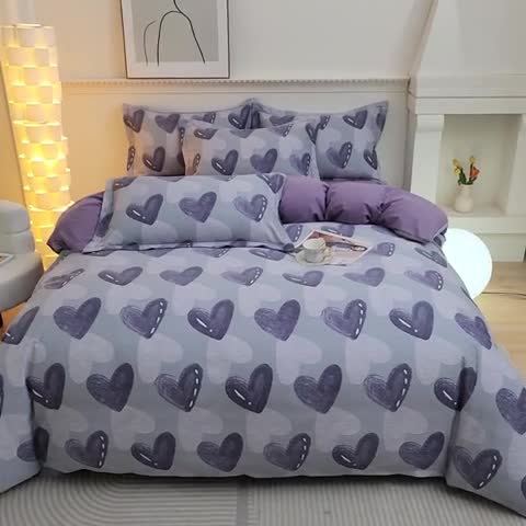 91家纺网 家纺一手货源 找家纺 雲归梦 2023新款全棉AB版加厚四件套悦动之心