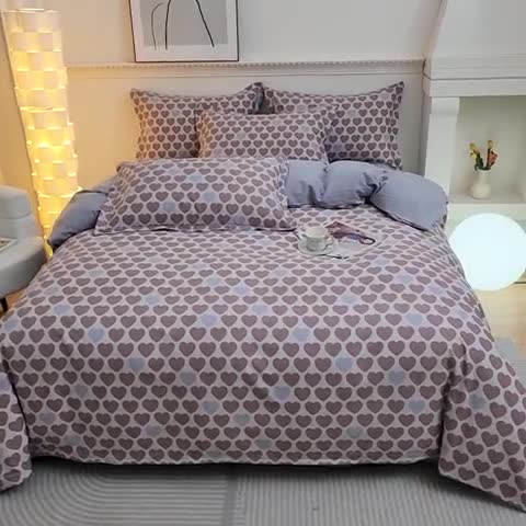 91家纺网 家纺一手货源 找家纺 雲归梦 2023新款全棉AB版加厚四件套真爱咖