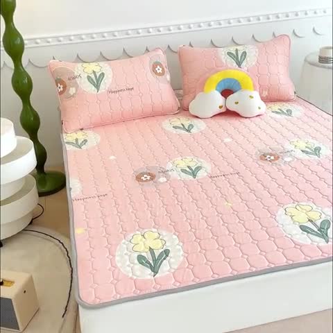91家纺网 家纺一手货源 找家纺 伊人坊 2024新款亲肤水洗薄款软床垫防滑床护垫床褥学生垫子可机洗 花开浪漫