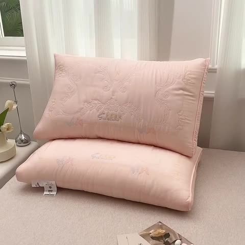 91家纺网 家纺一手货源 找家纺 梦叶草 2024新款巴马枕头护颈枕芯 粉色