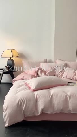 91家纺网 家纺一手货源 找家纺 （总）ab家纺 2024新款全棉三层纱提花四件套系列-浪花