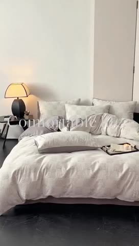 91家纺网 家纺一手货源 找家纺 （总）ab家纺 2024新款全棉三层纱提花四件套系列-方格