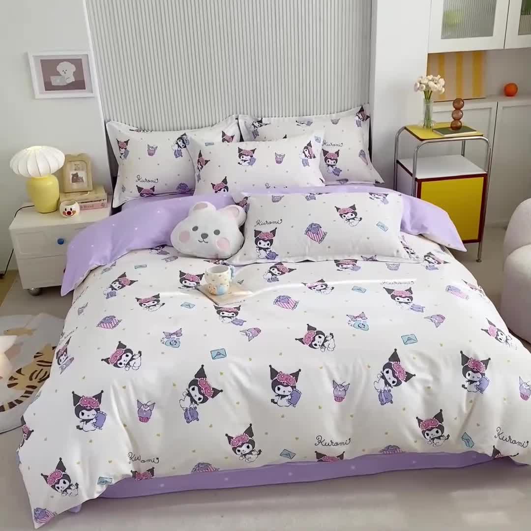 91家纺网 家纺一手货源 找家纺 锦润 2025新款三丽鸥正版授权系列印花全棉四件套库洛米伙伴