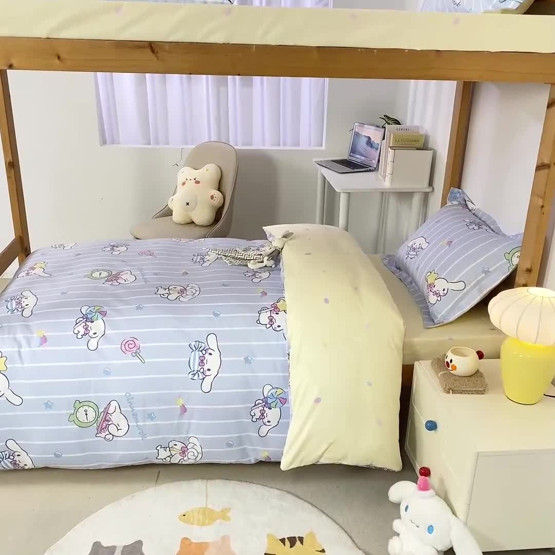 91家纺网 家纺一手货源 找家纺 锦润 2025新款三丽鸥系列印花学生三件套纯棉全棉三件套星星大耳狗