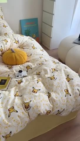 91家纺网 家纺一手货源 找家纺 （总）时年 2024新款全棉双层纱四件套-宝可梦系列