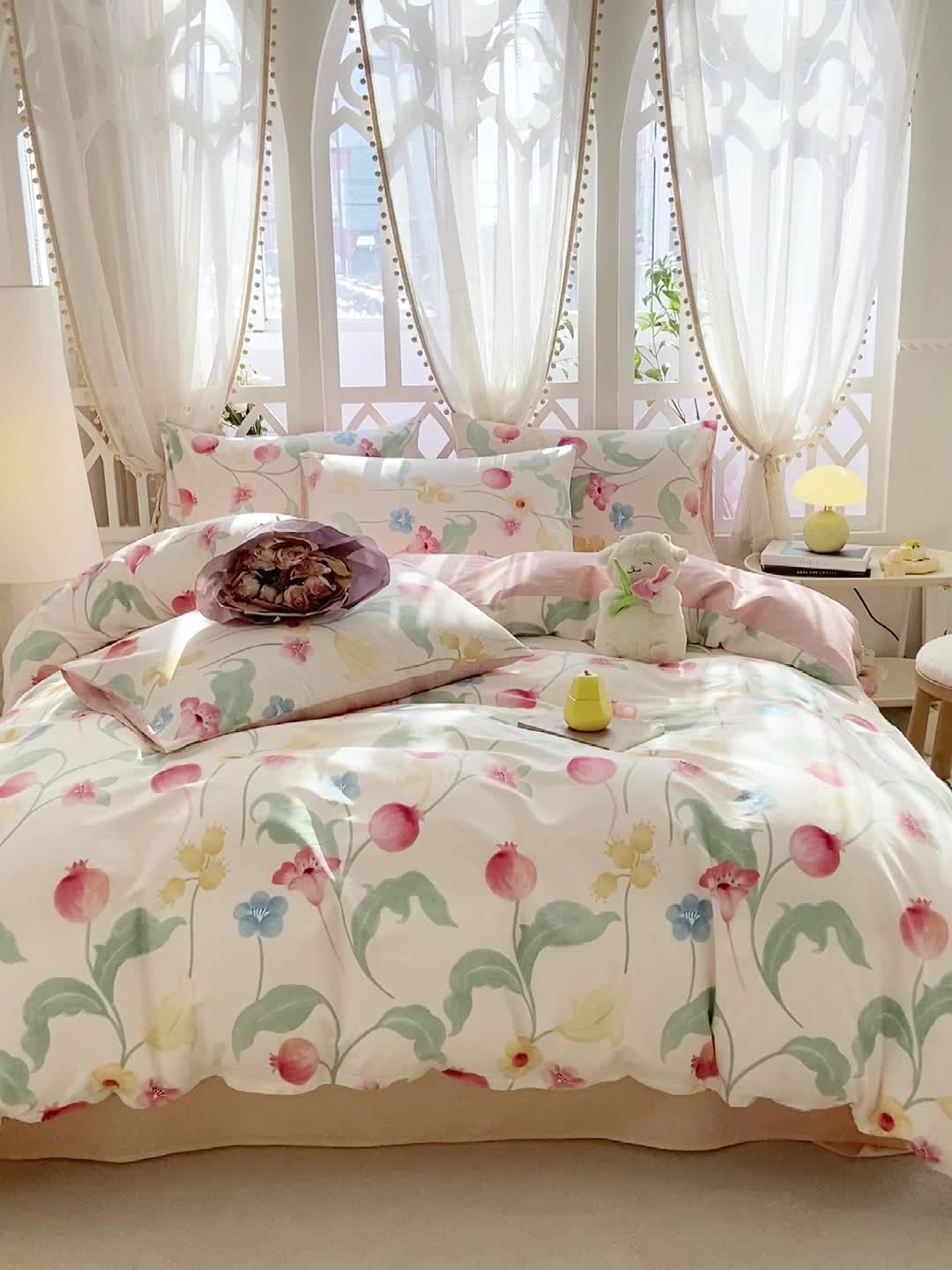 91家纺网 家纺一手货源 找家纺 宜家坊 2024新款全棉13070小清新印花四件套-拍摄二 时留