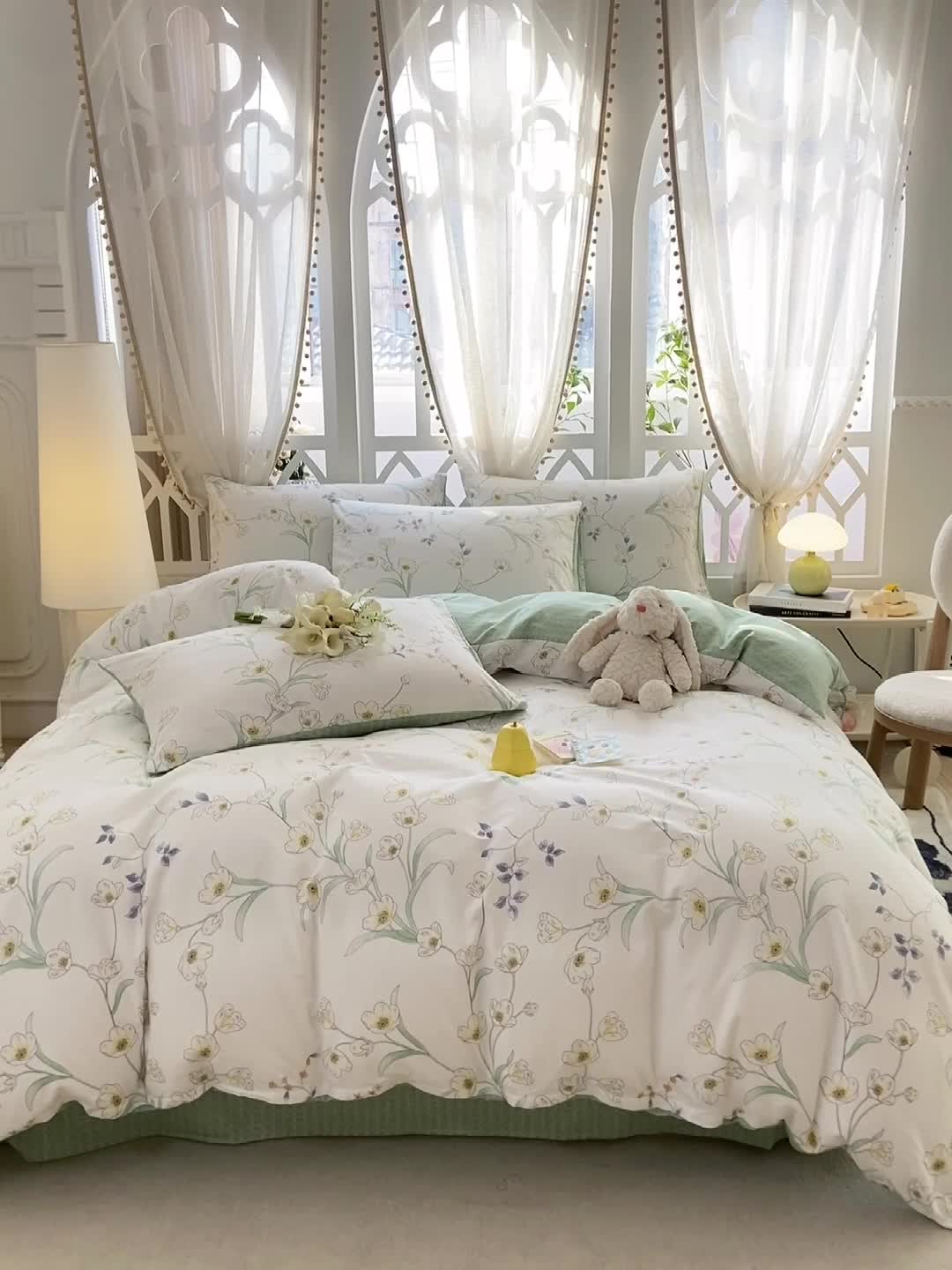 91家纺网 家纺一手货源 找家纺 宜家坊 2024新款全棉13070小清新印花四件套-拍摄二 沁园春