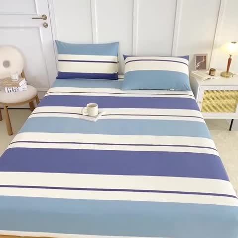 91家纺网 家纺一手货源 找家纺 九沐良品 新款全棉无印老粗布单品床笠+三件套 欢乐