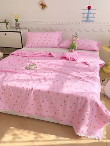 91家纺网 家纺一手货源 找家纺 芯恋 2025新款韩版花边里外全棉棉花夏被春秋被 漫步时光