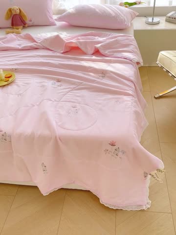 91家纺网 家纺一手货源 找家纺 芯恋 2025新款韩版花边里外全棉棉花夏被春秋被 梦人花香