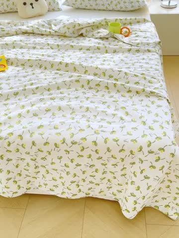 91家纺网 家纺一手货源 找家纺 芯恋 2025新款韩版花边里外全棉棉花夏被春秋被 嫩芽儿1