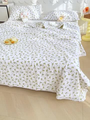 91家纺网 家纺一手货源 找家纺 芯恋 2025新款韩版花边里外全棉棉花夏被春秋被 嫩芽儿2嵌绳款