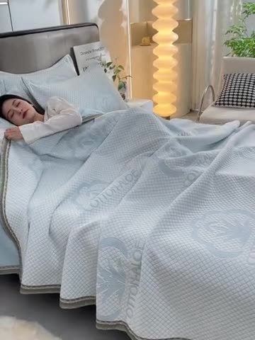 91家纺网 家纺一手货源 找家纺 星窝 2025新款品质艾草针织棉提花夏被夏凉被直播 舒棉