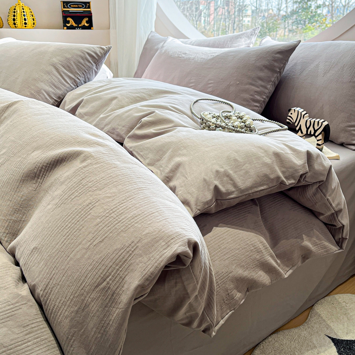 2026新款全棉A类三层纱水洗棉色织提花四件套系列