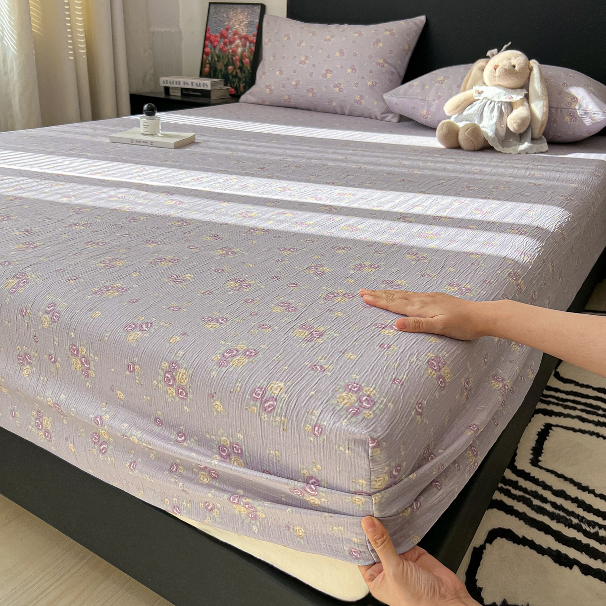 2026新款三层纱单床笠热销款防滑床笠单件