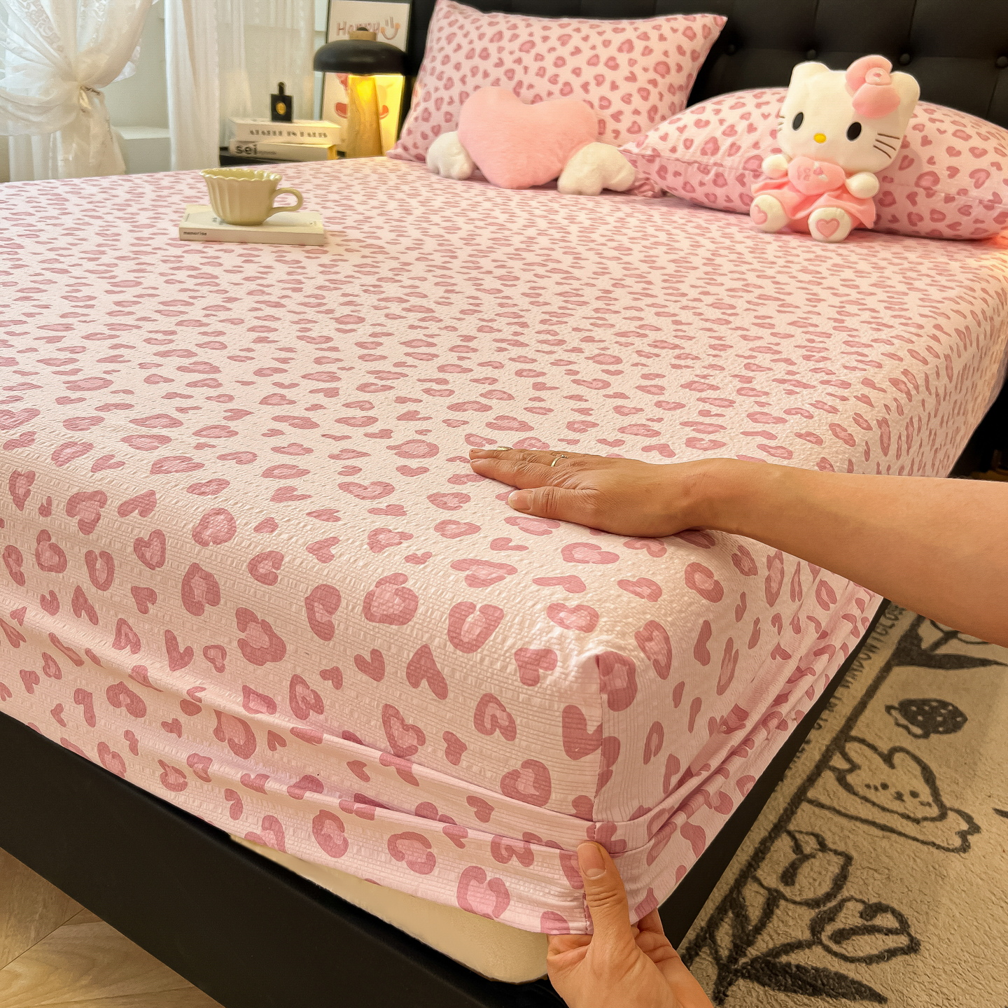 2026新款豹纹泡芙纱单床笠热销款防滑床笠单件床笠单品